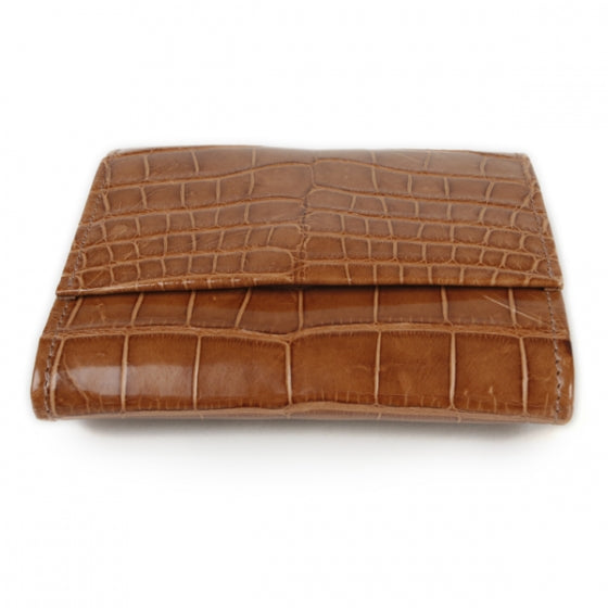 Crocodile Compact Wallet Cognac