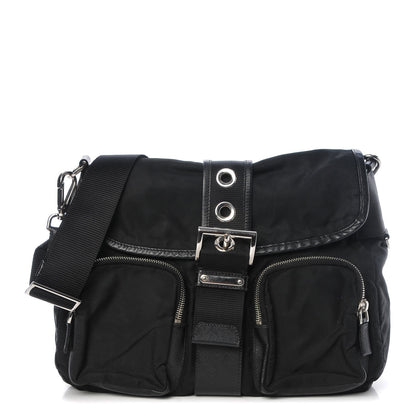 Prada Nylon Vela Front Pocket Messenger Bag Black 1 of 7