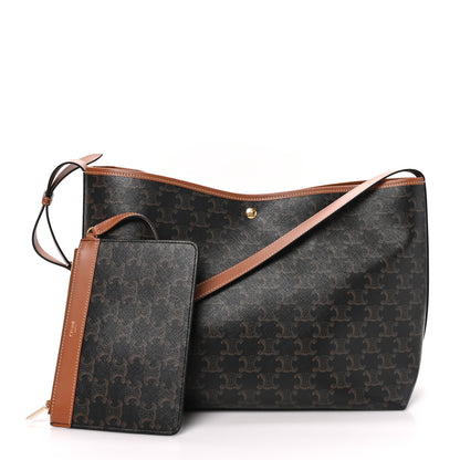 Celine Triomphe Canvas Calfskin Shopper Tote Tan 3 of 9