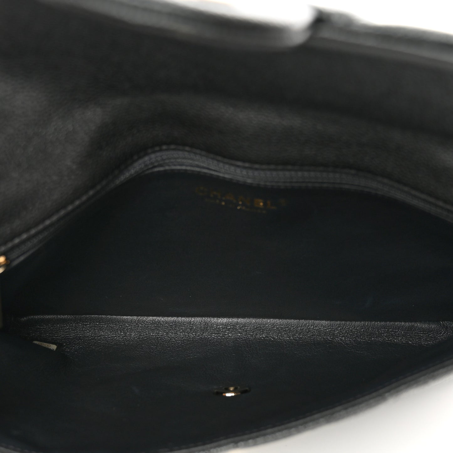 Caviar Quilted Flap Clutch Black