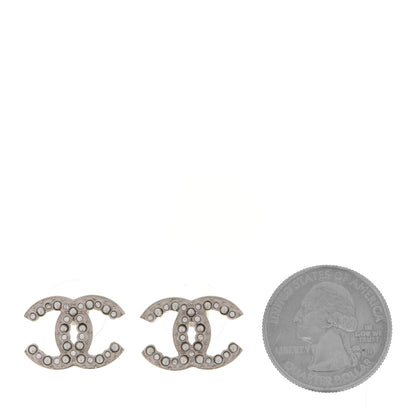Chanel Crystal Pearl CC Earrings Silver 2 of 5
