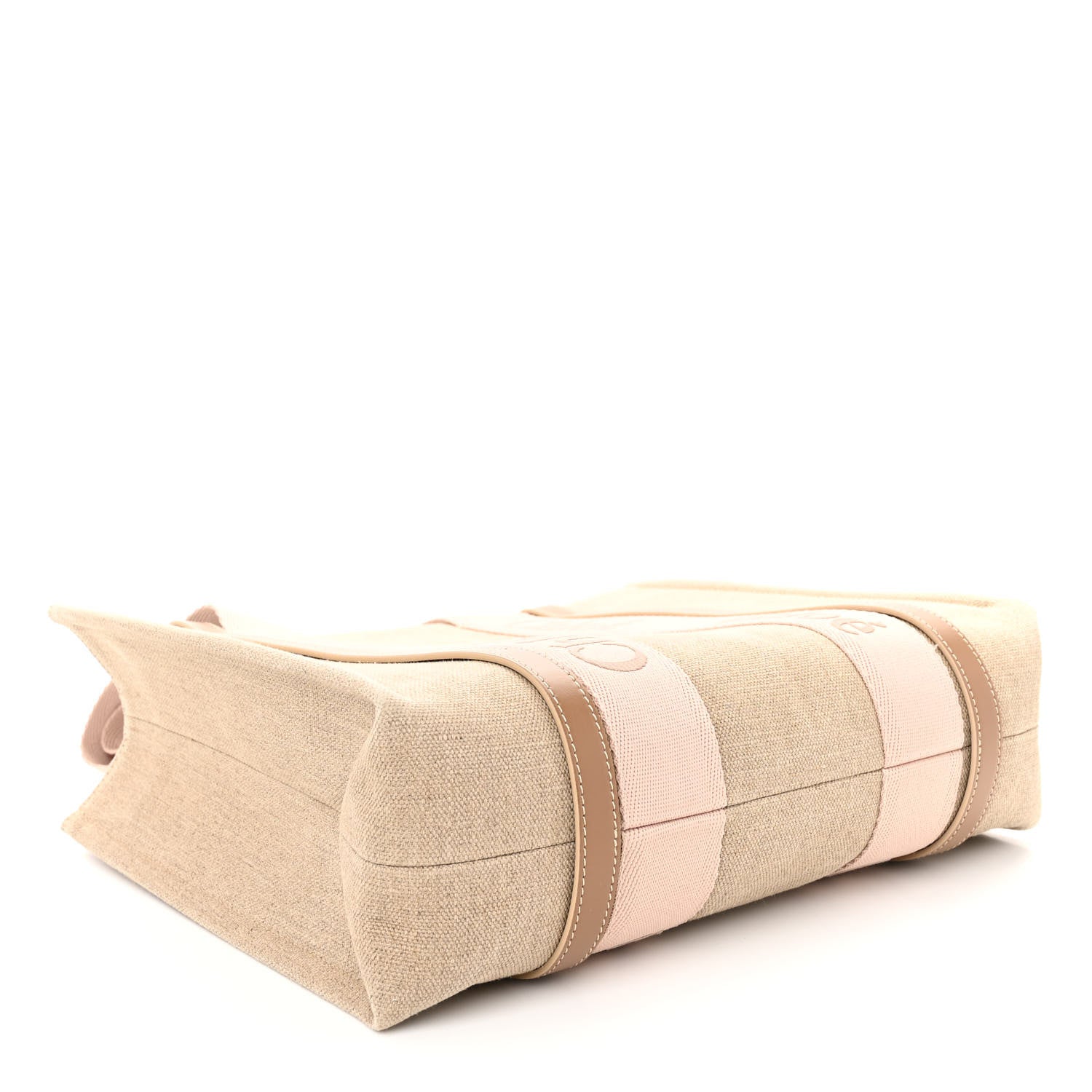 Chloe Linen Calfskin Medium Woody Ribbon Tote Blushy Beige 4 of 12