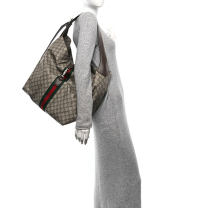 Gucci GG Supreme Monogram Calfskin Web Medium Jackie 1961 Shoulder Bag Beige Brown Sugar 3 of 11