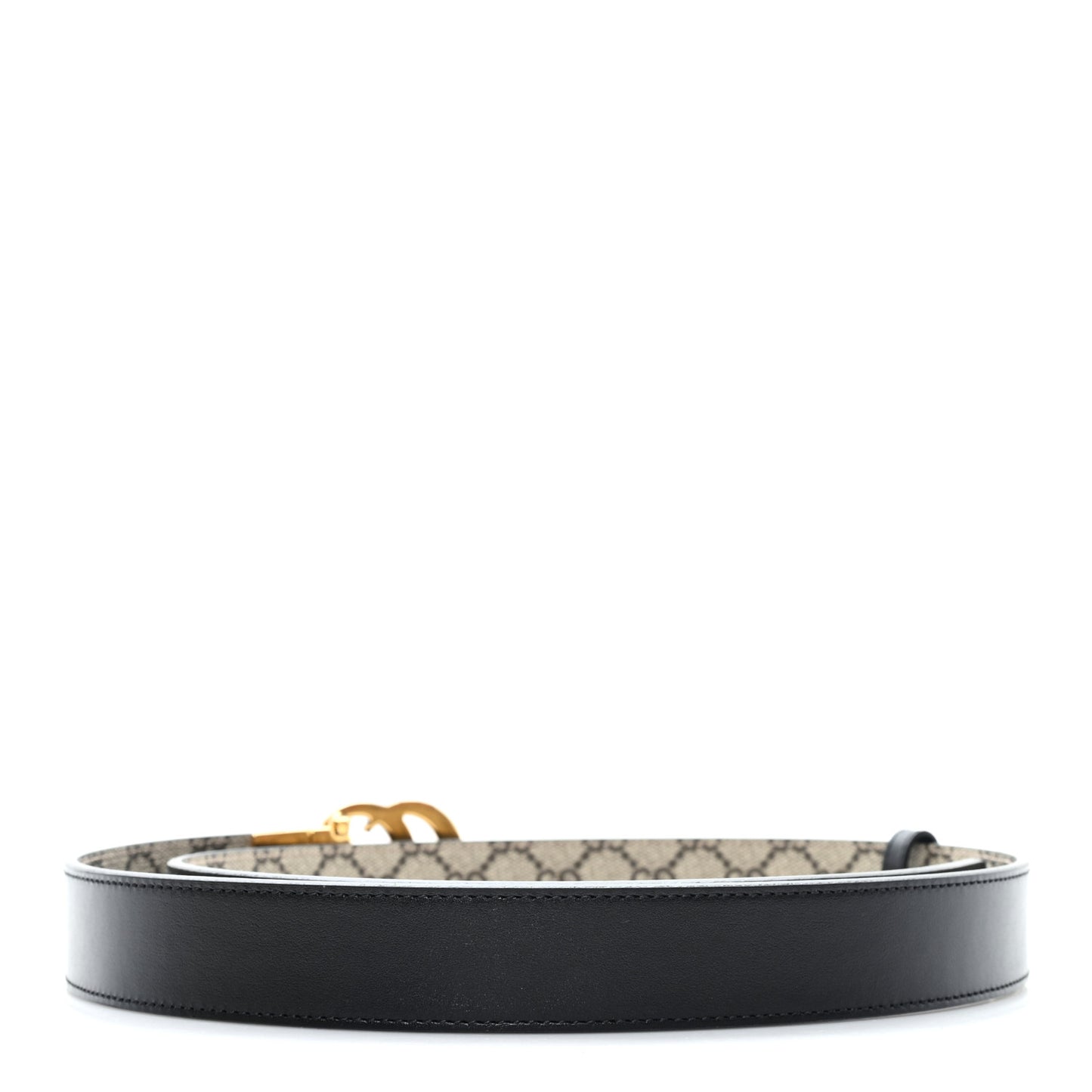 GG Supreme Monogram Plutone Calfskin Double G Reversible 30mm Belt 105 42 Beige Ebony New Acero