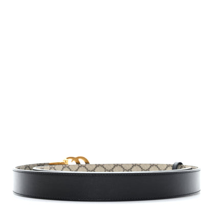 Gucci GG Supreme Monogram Plutone Calfskin Double G Reversible 30mm Belt 105 42 Beige Ebony New Acero 2 of 6