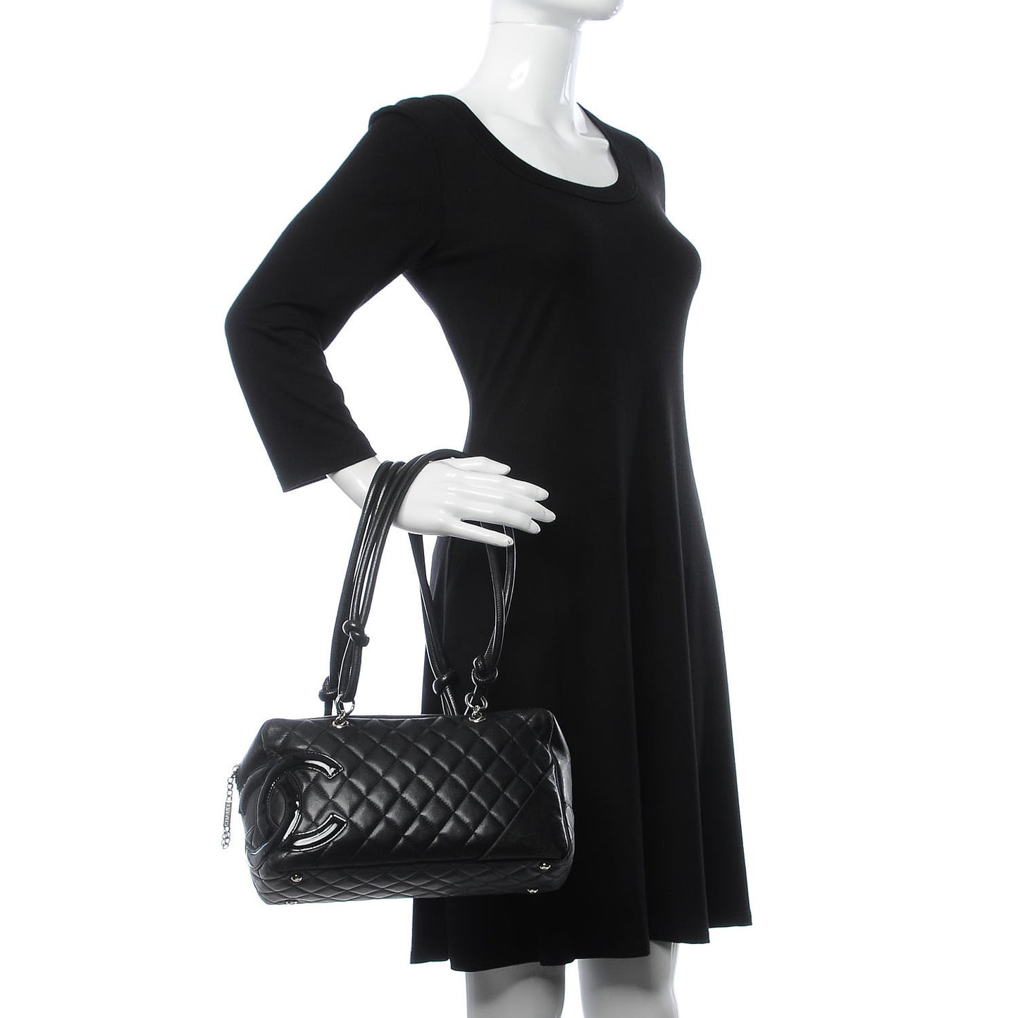 Calfskin Quilted Large Cambon Bowler Black