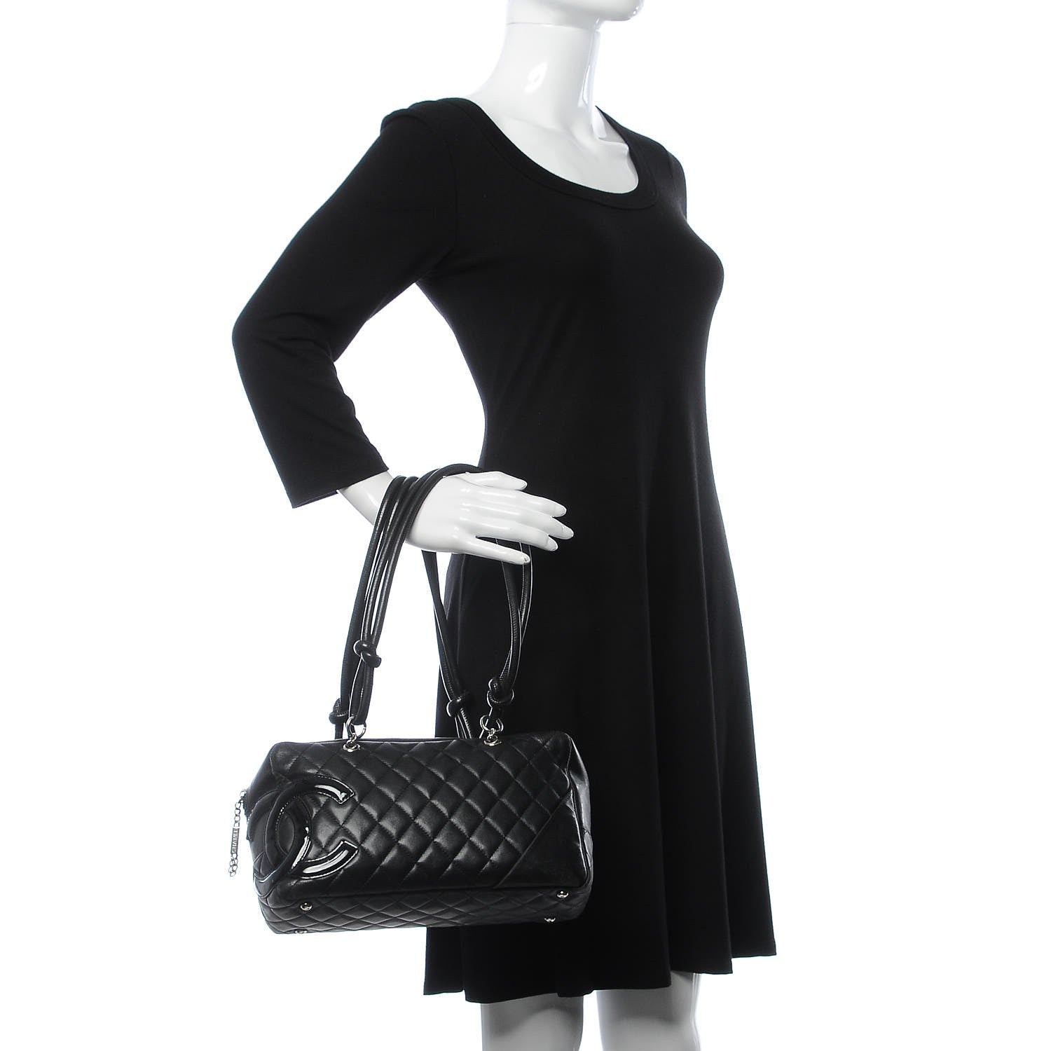 Chanel Calfskin Quilted Large Cambon Bowler Black 2 of 20