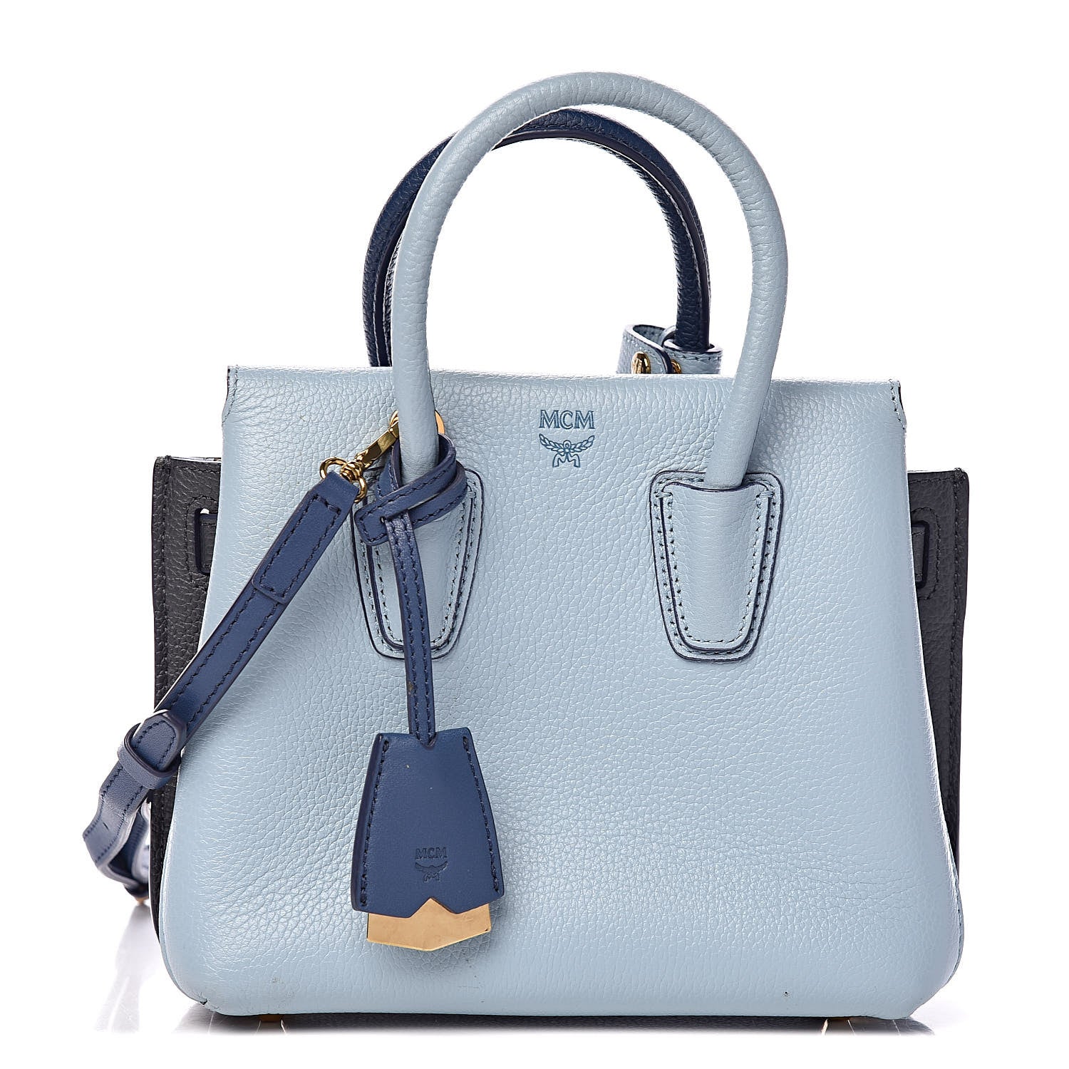 MCM Grained Calfskin Tri-Color Mini Milla Tote Blue 1 of 12