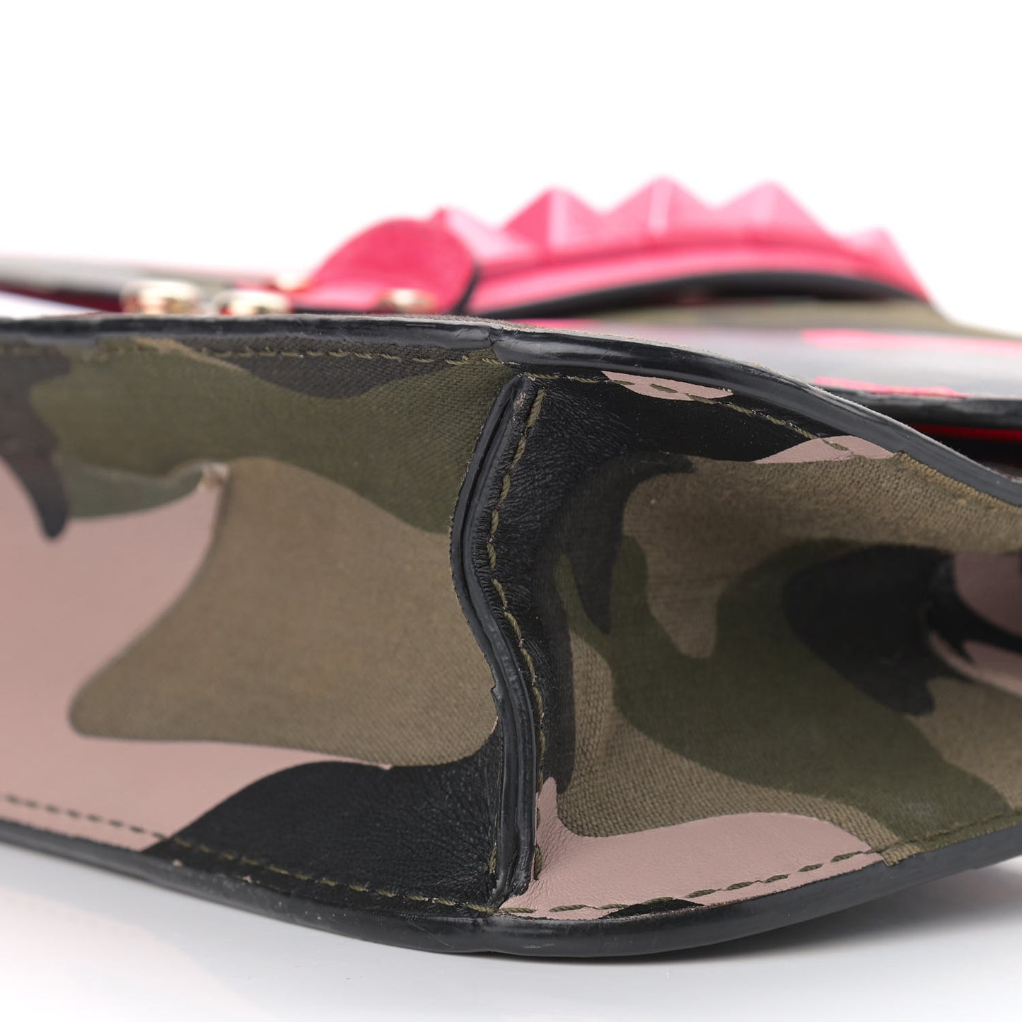 Nappa Canvas Camouflage Medium Glam Lock Rockstud Flap Fuxia Fluo
