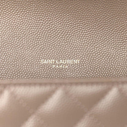 Saint Laurent Grain De Poudre Textured Mixed Matelasse Triquilt Small Monogram Satchel Dark Beige 10 of 11