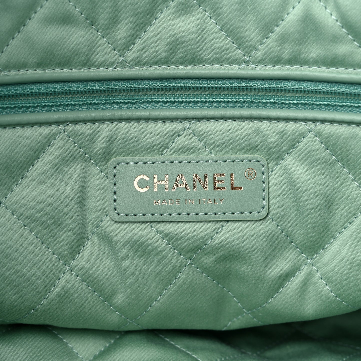 Shiny Calfskin Quilted Small Chanel 22 Light Green