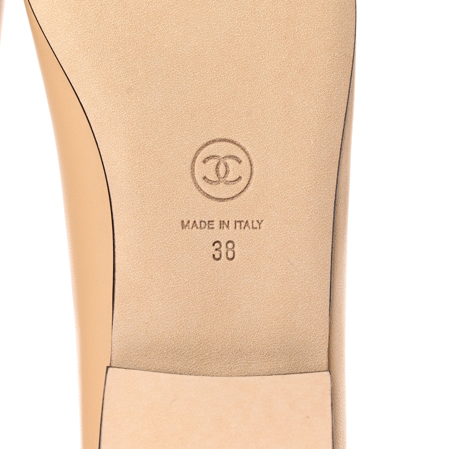 Chanel Lambskin Cap Toe CC Ballerina Flats 38 Beige Black 6 of 11