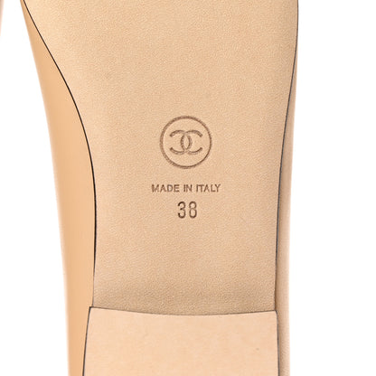 Chanel Lambskin Cap Toe CC Ballerina Flats 38 Beige Black 6 of 11