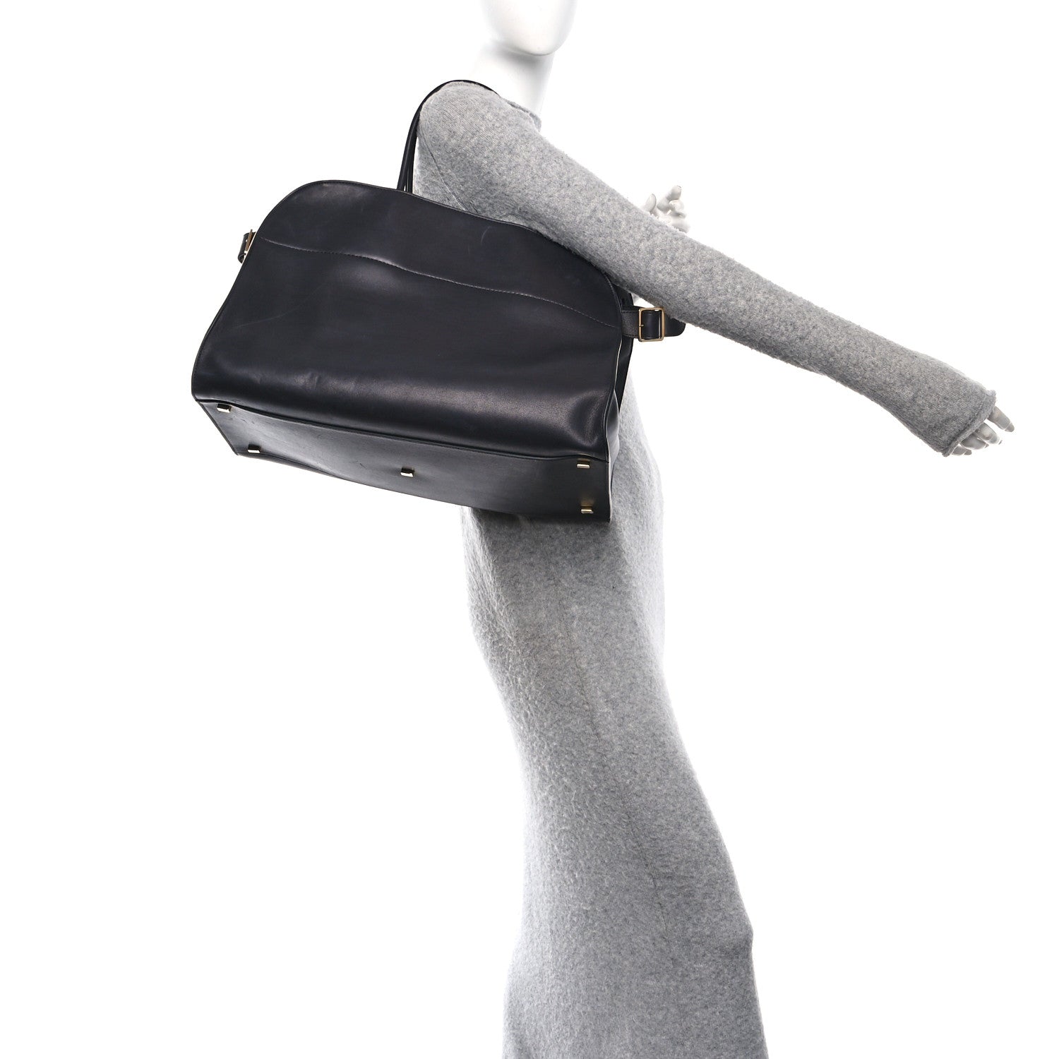The Row Polished Saddle Calfskin Soft Margaux 17 Black 2 of 10