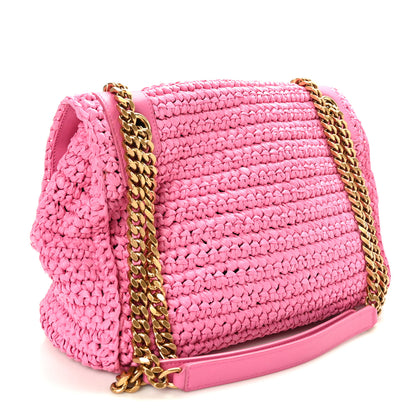 Saint Laurent Raffia Calfskin Monogram Medium Niki Chain Satchel Bright Pink 3 of 9