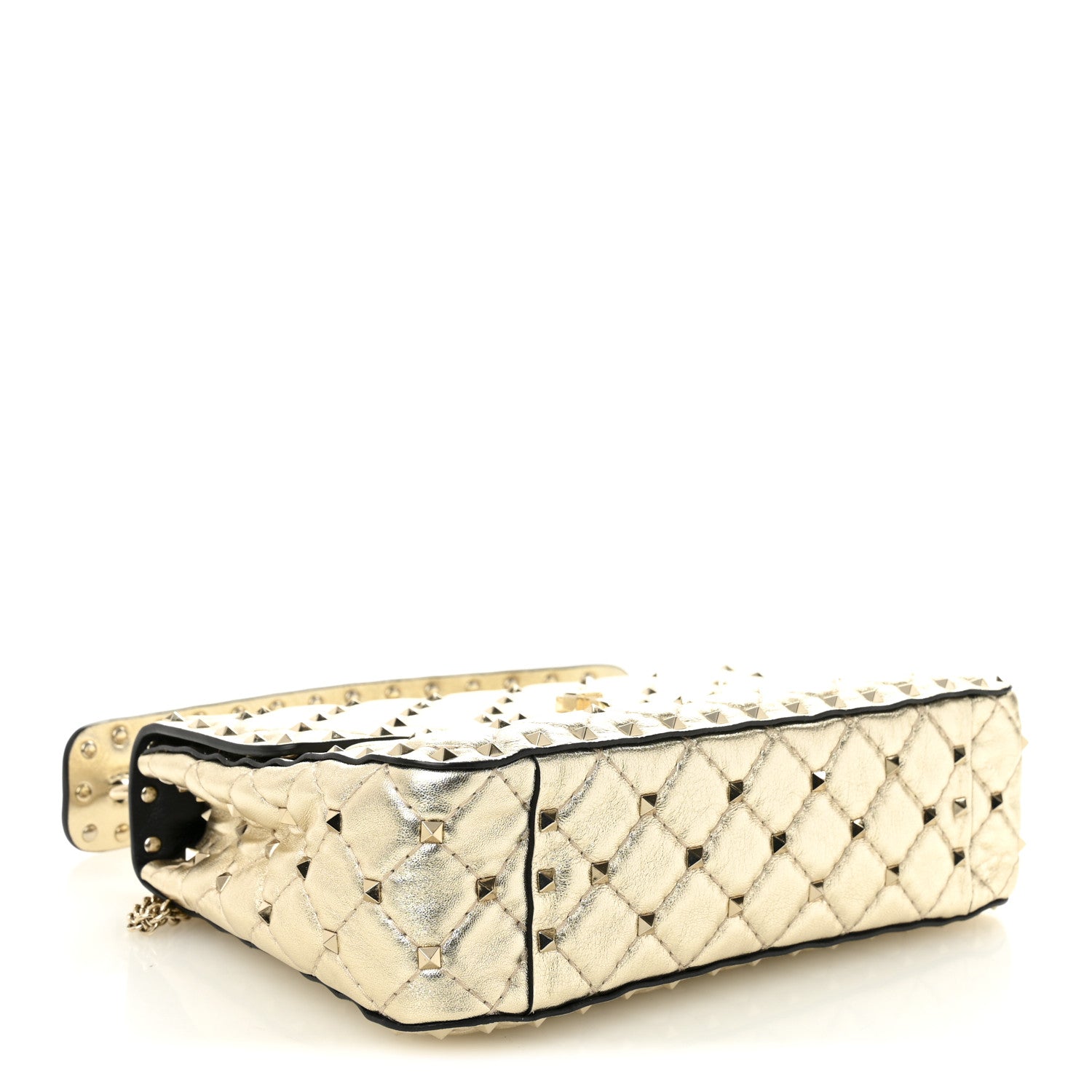 Valentino Garavani Metallic Wrinkled Lambskin Medium Rockstud Spike Shoulder Bag Mekong 4 of 10