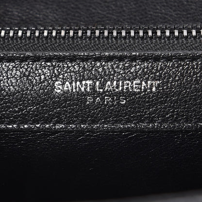 Saint Laurent Sheepskin Matelasse Chevron Monogram Large College Satchel Black 8 of 9