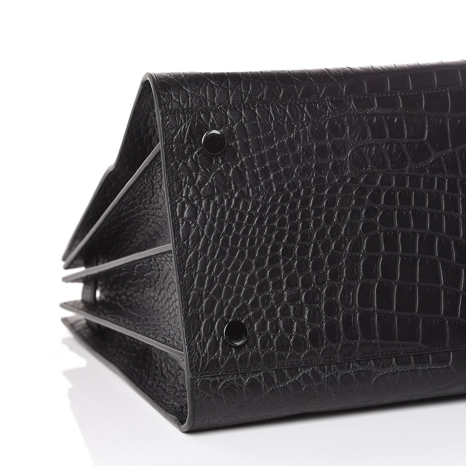 Saint Laurent Calfskin Crocodile Embossed Large Sac De Jour Carryall Black 8 of 11