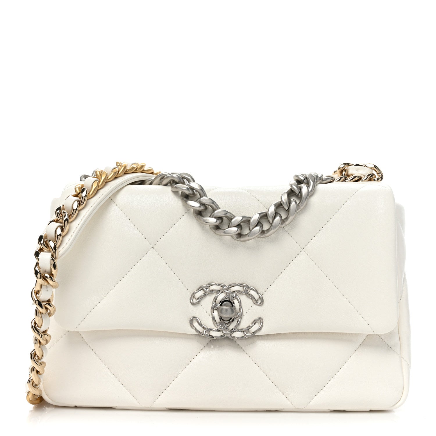 Chanel Lambskin Quilted Medium Chanel 19 Flap White 1 of 9