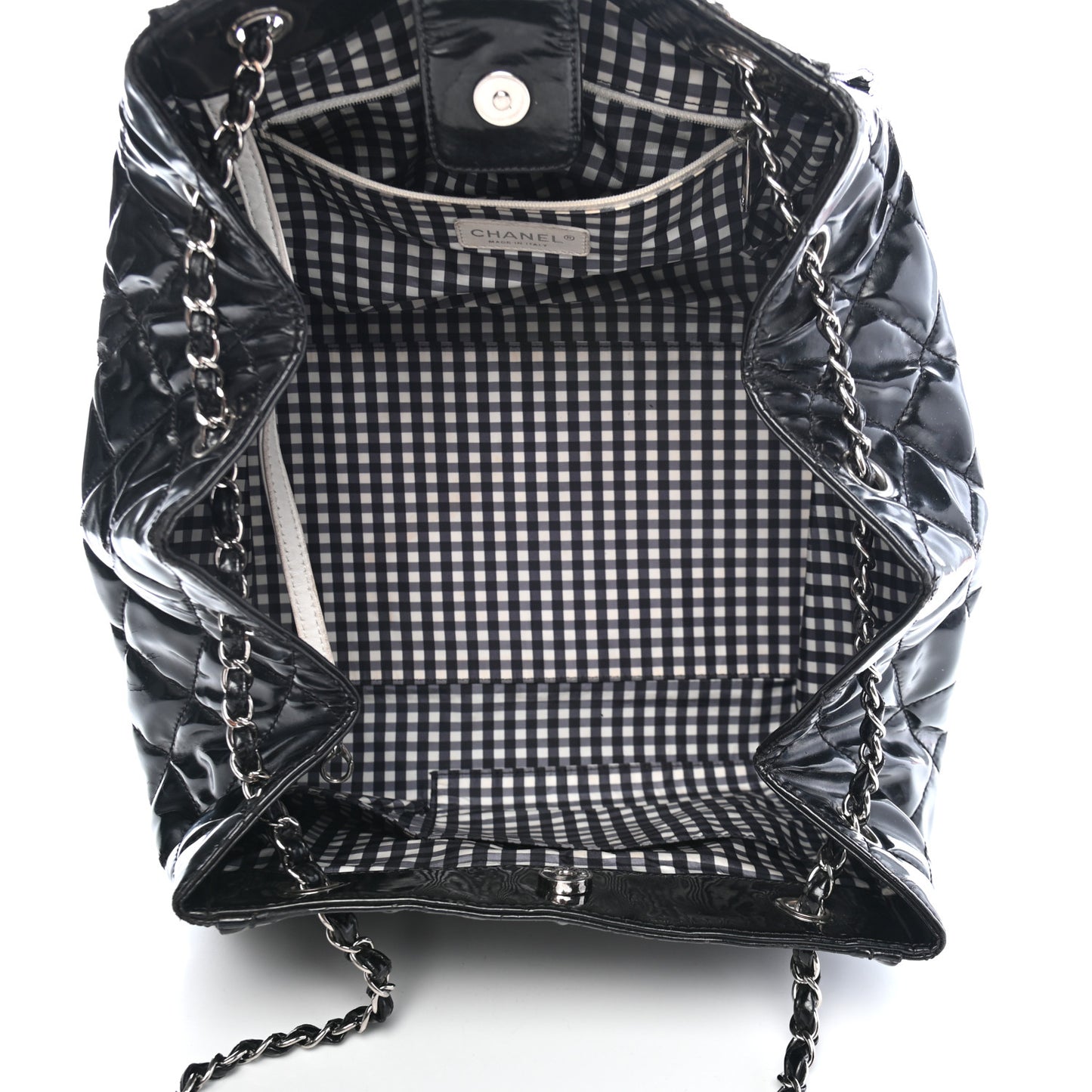 Vinyl Lipstick Ligne Accordion Tote Black