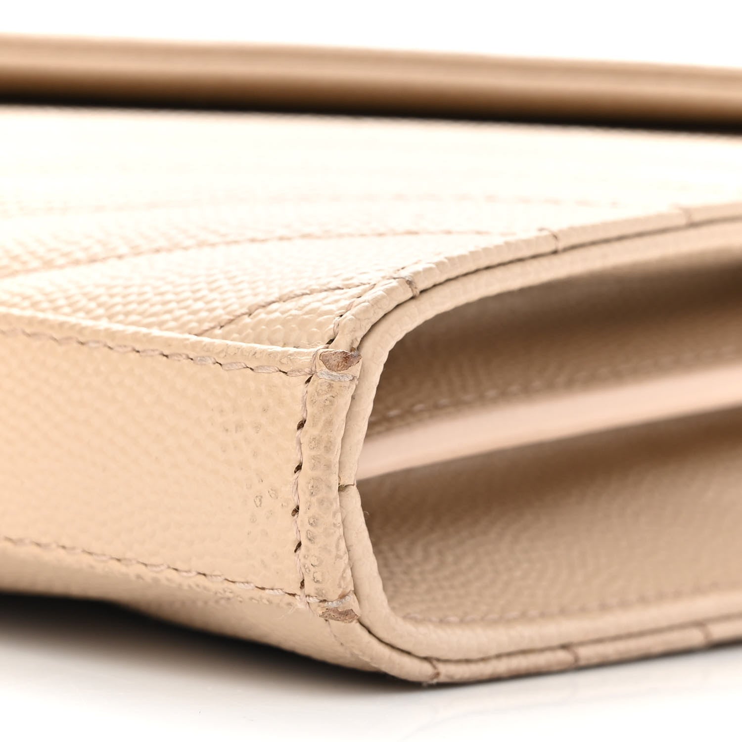 Saint Laurent Grain De Poudre Matelasse Chevron Monogram Chain Wallet Nude Powder 10 of 14