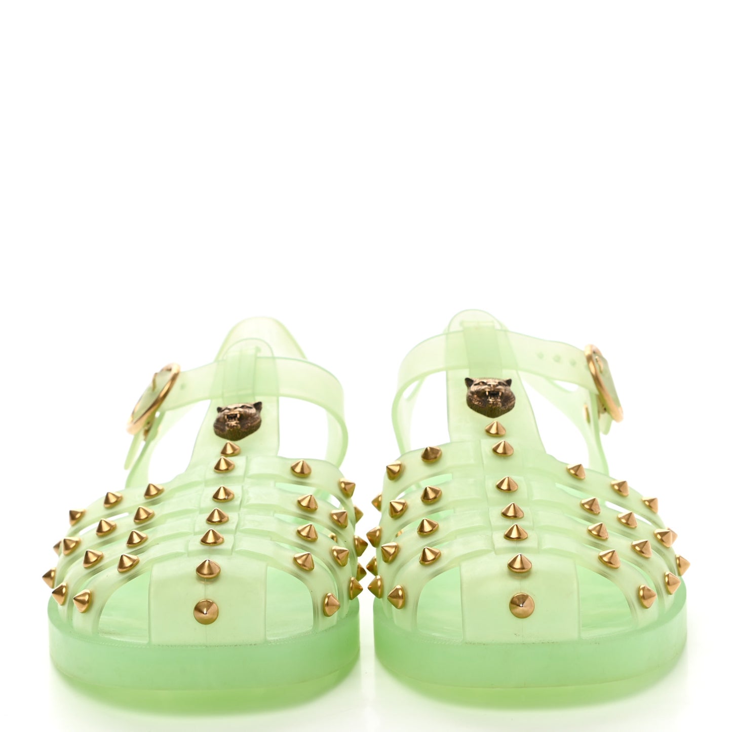 Rubber Studded Womens Buckle Strap Sandal 39 Light Green