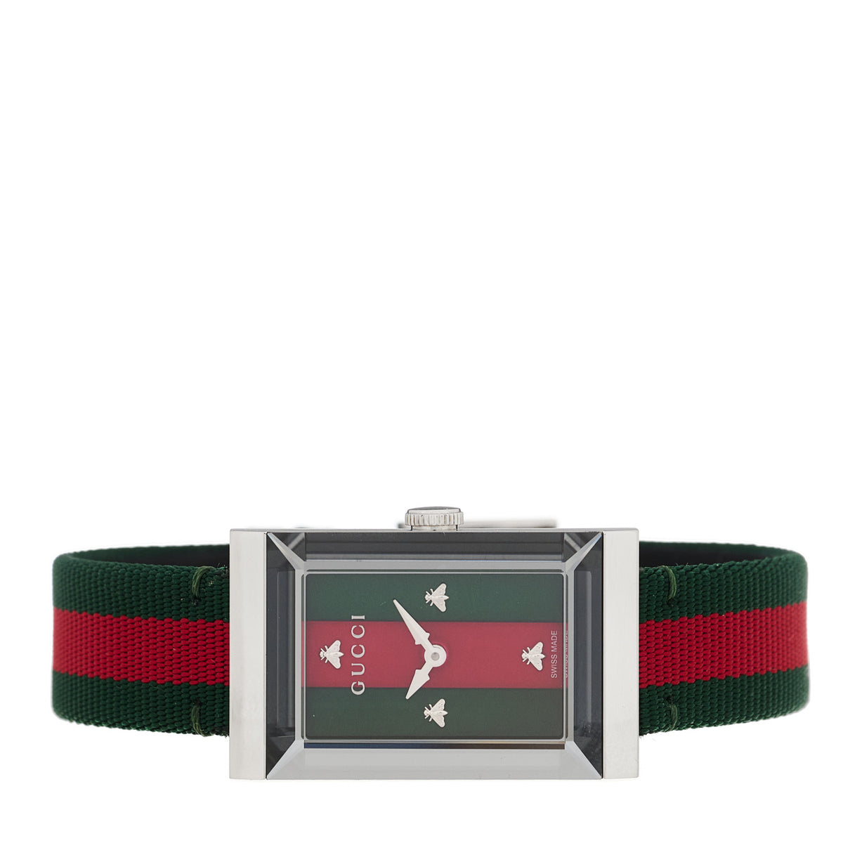 Stainless Steel Nylon Mother of Pearl 21mm Web G-Frame Quartz Watch Green