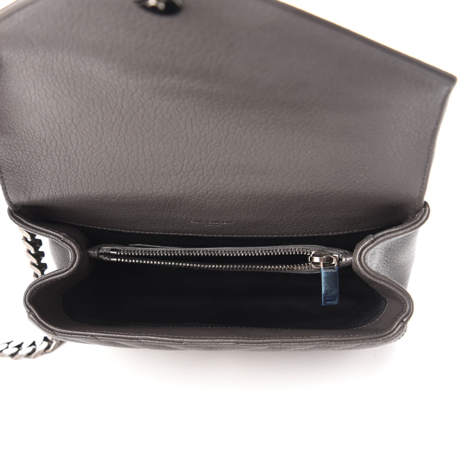 Saint Laurent Sheepskin Matelasse Chevron Monogram Medium College Bag Asphalt 5 of 9