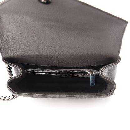 Saint Laurent Sheepskin Matelasse Chevron Monogram Medium College Bag Asphalt 5 of 9