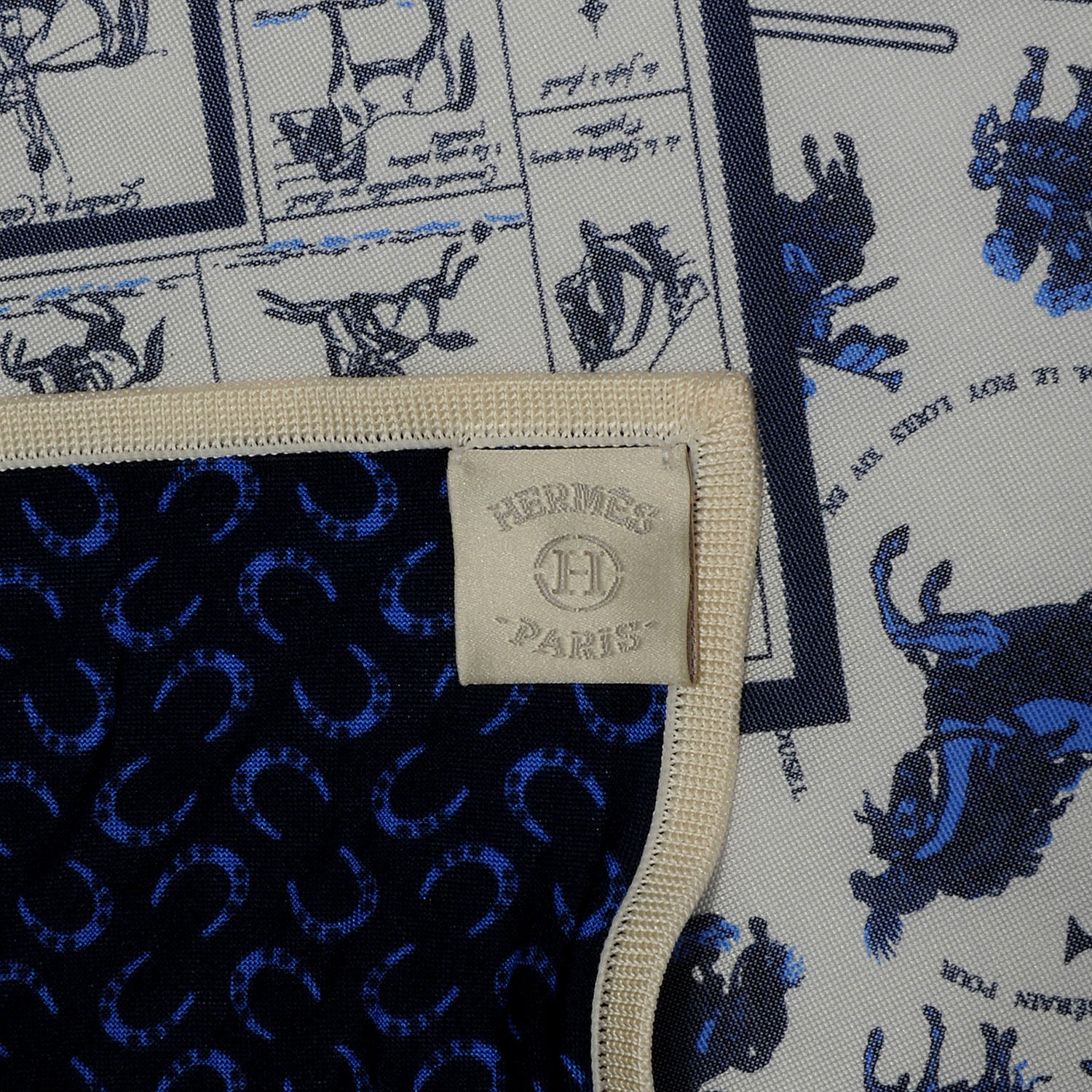 Hermes Silk Jersey A Cheval Sur Mon Carre Scarf 90 Bleu 5 of 6