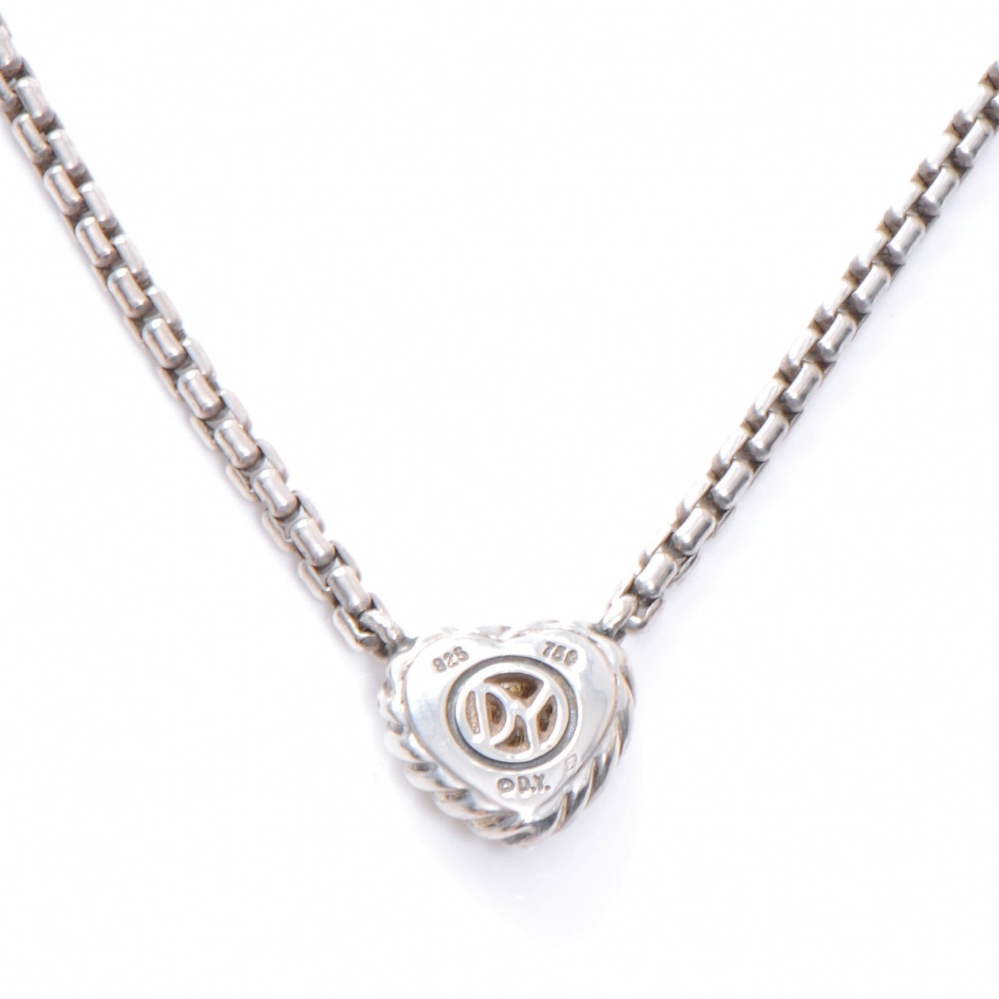 Sterling Silver 18K Yellow Gold Diamond Pave Cable Heart Pendant Necklace