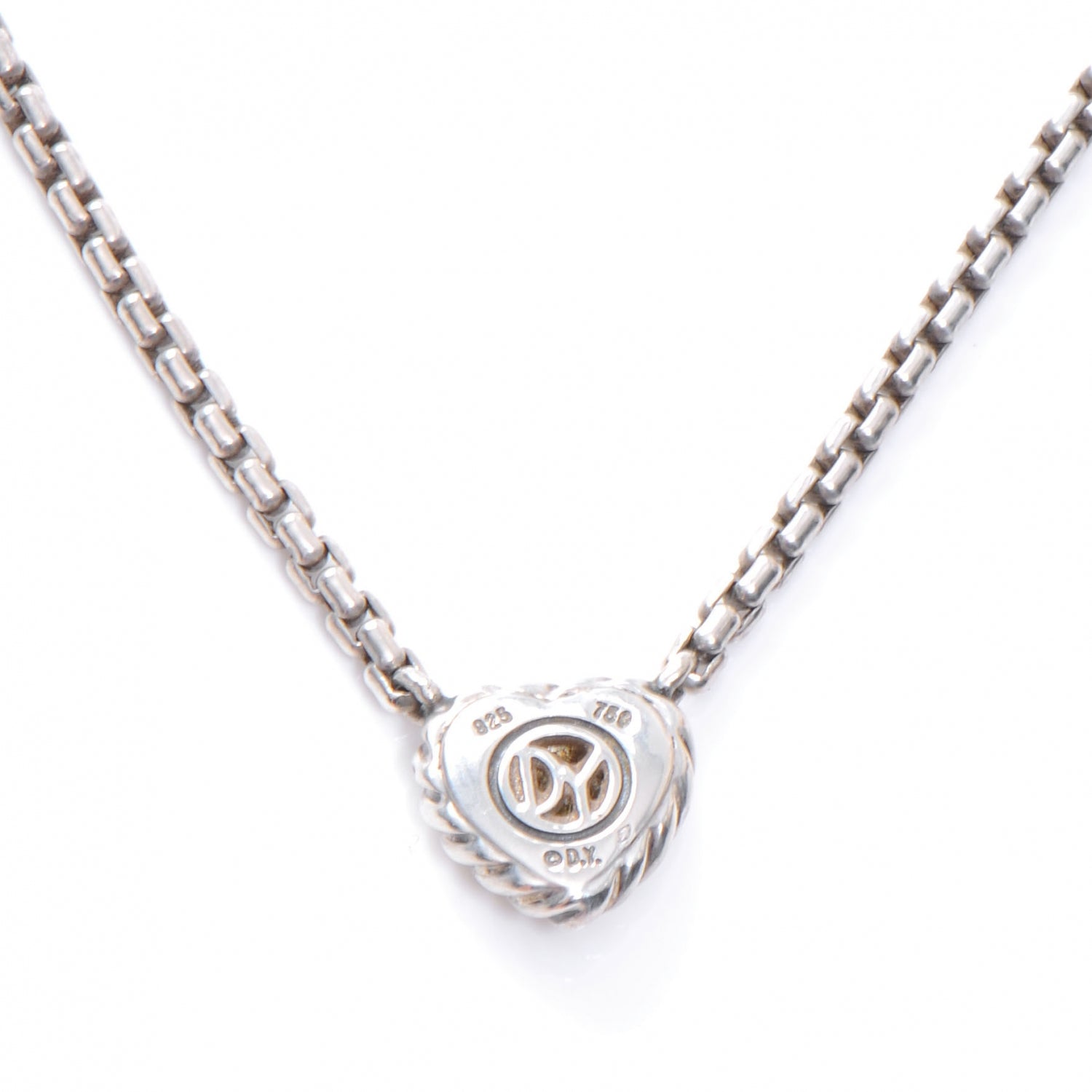 David Yurman Sterling Silver 18K Yellow Gold Diamond Pave Cable Heart Pendant Necklace 3 of 4
