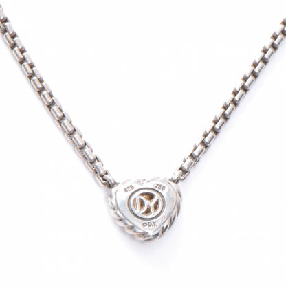 David Yurman Sterling Silver 18K Yellow Gold Diamond Pave Cable Heart Pendant Necklace 3 of 4