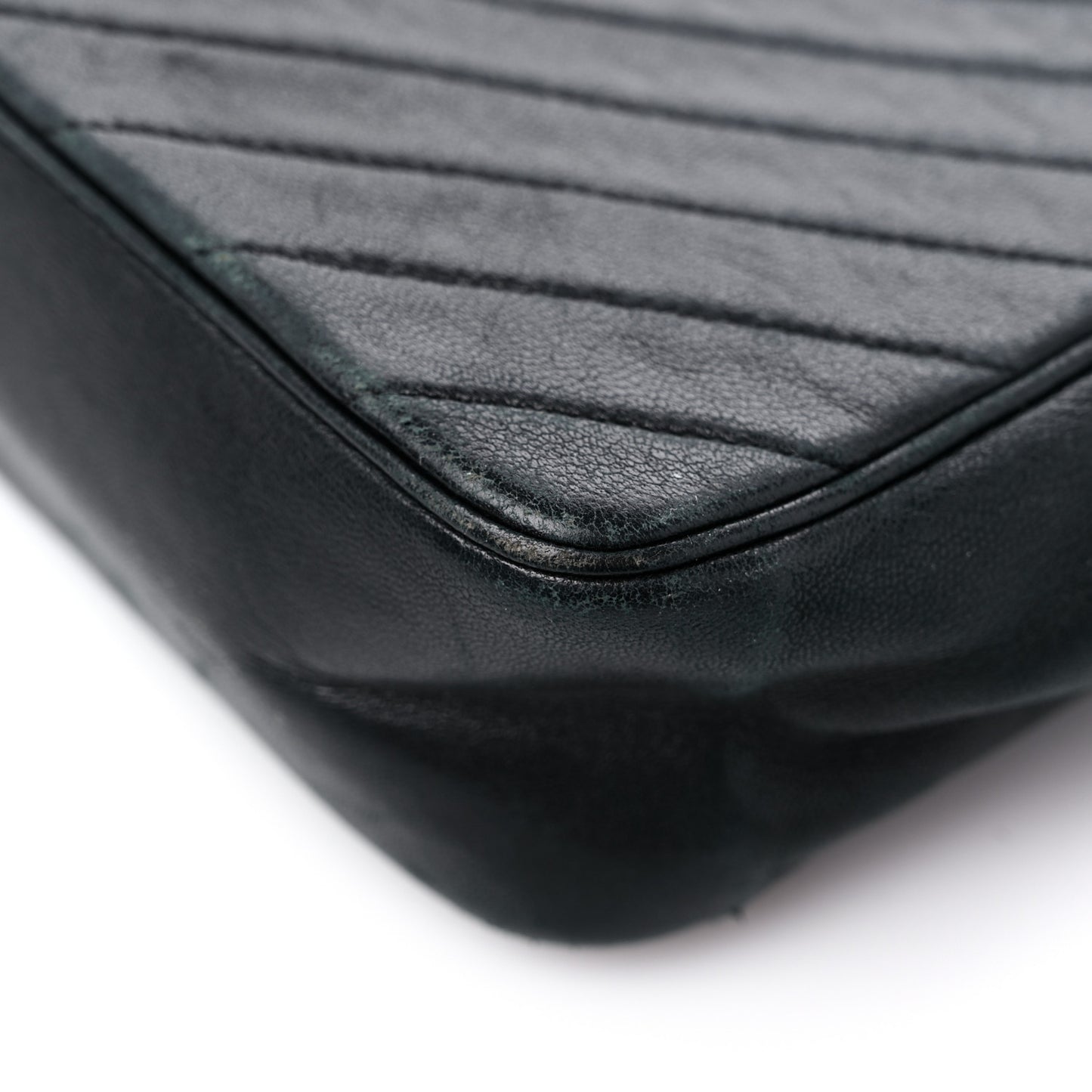 Lambskin Diagonal Quilted Small Single Flap Black