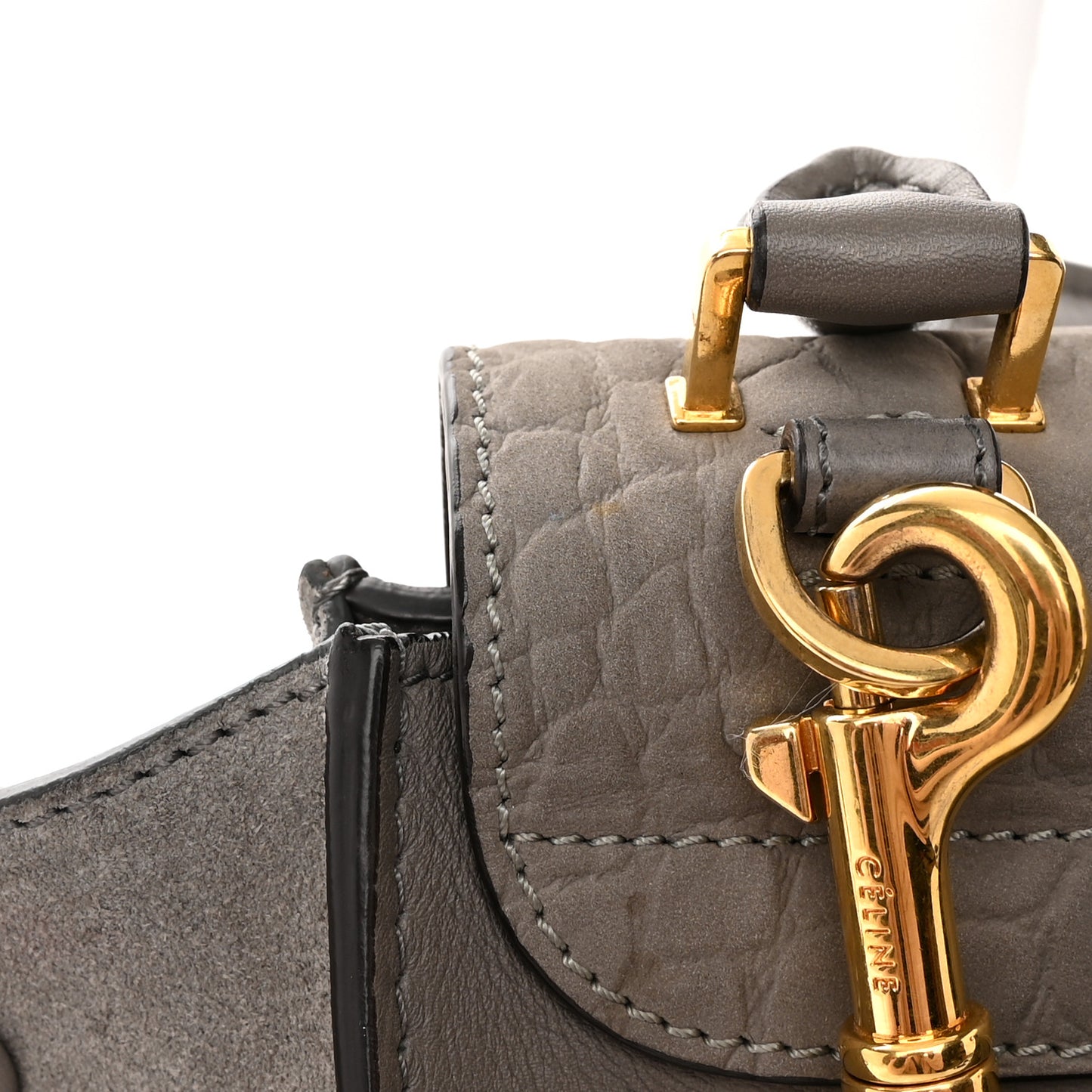 Crocodile Embossed Nubuck Medium Trapeze Grey