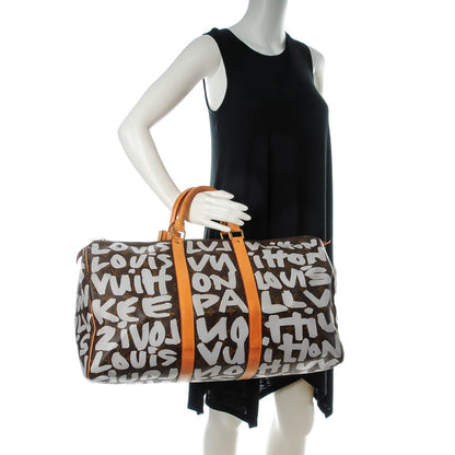 Louis Vuitton Graffiti Keepall 50 Silver 3 of 10