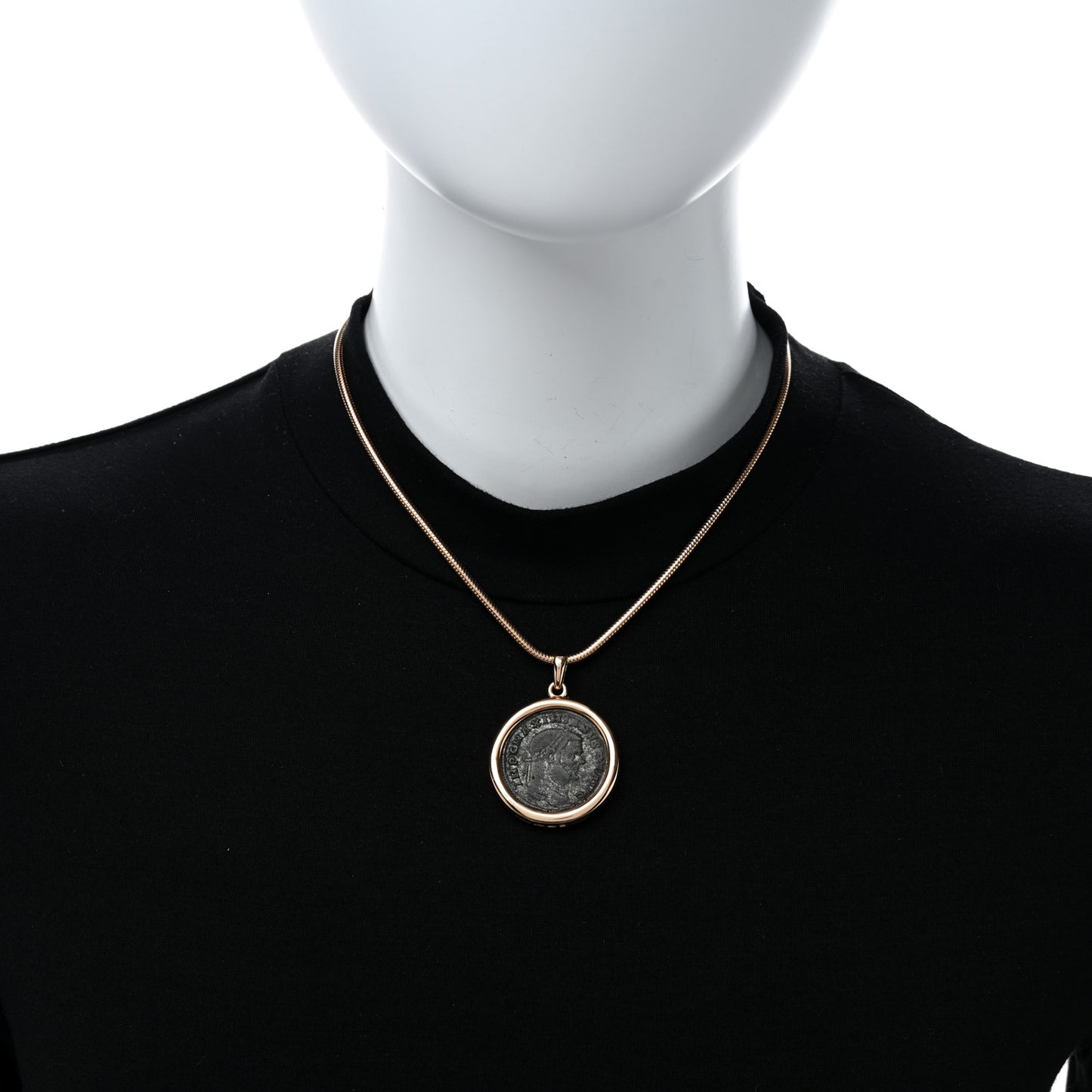 18K Rose Gold Monete Coin Pendant Necklace