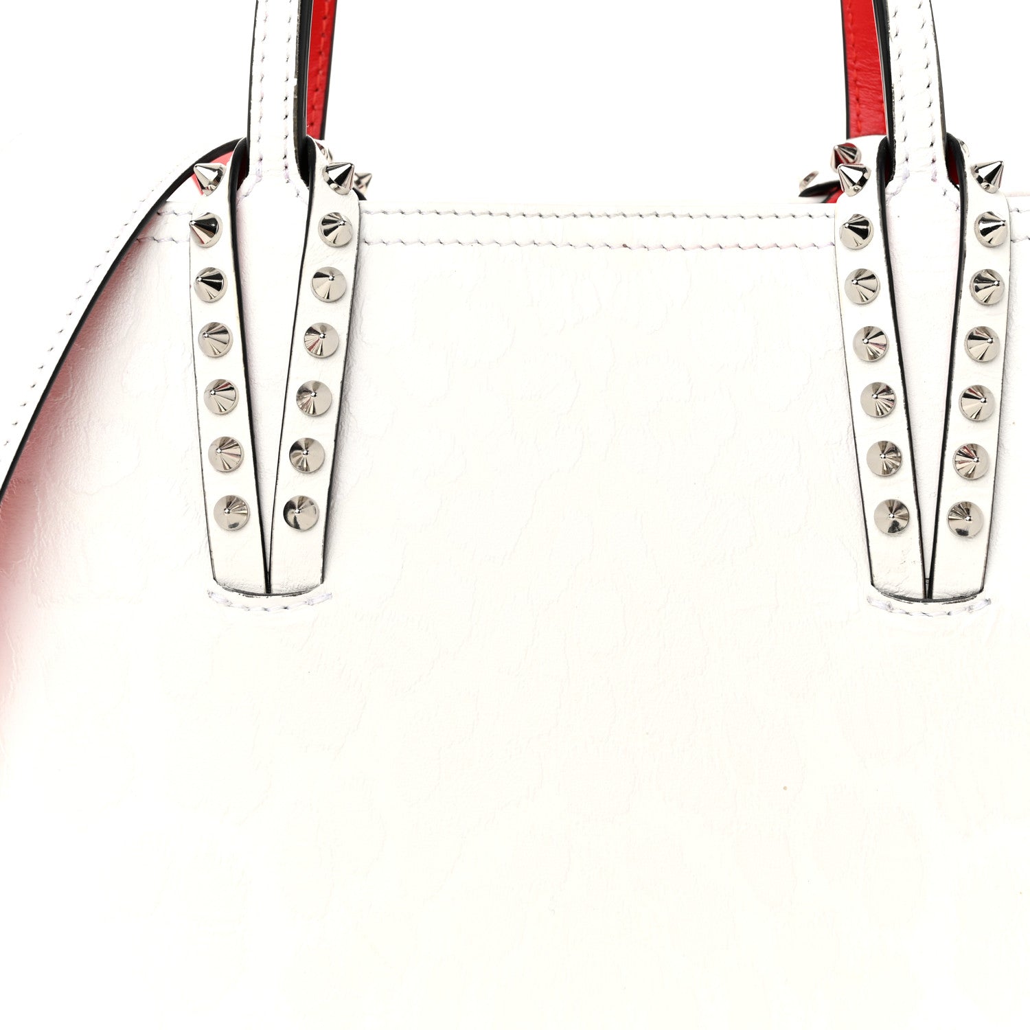 Christian Louboutin Patent Calfskin Leopard Print Spikes Mini East West Cabata Tote Snow 8 of 11