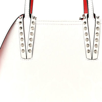 Christian Louboutin Patent Calfskin Leopard Print Spikes Mini East West Cabata Tote Snow 8 of 11