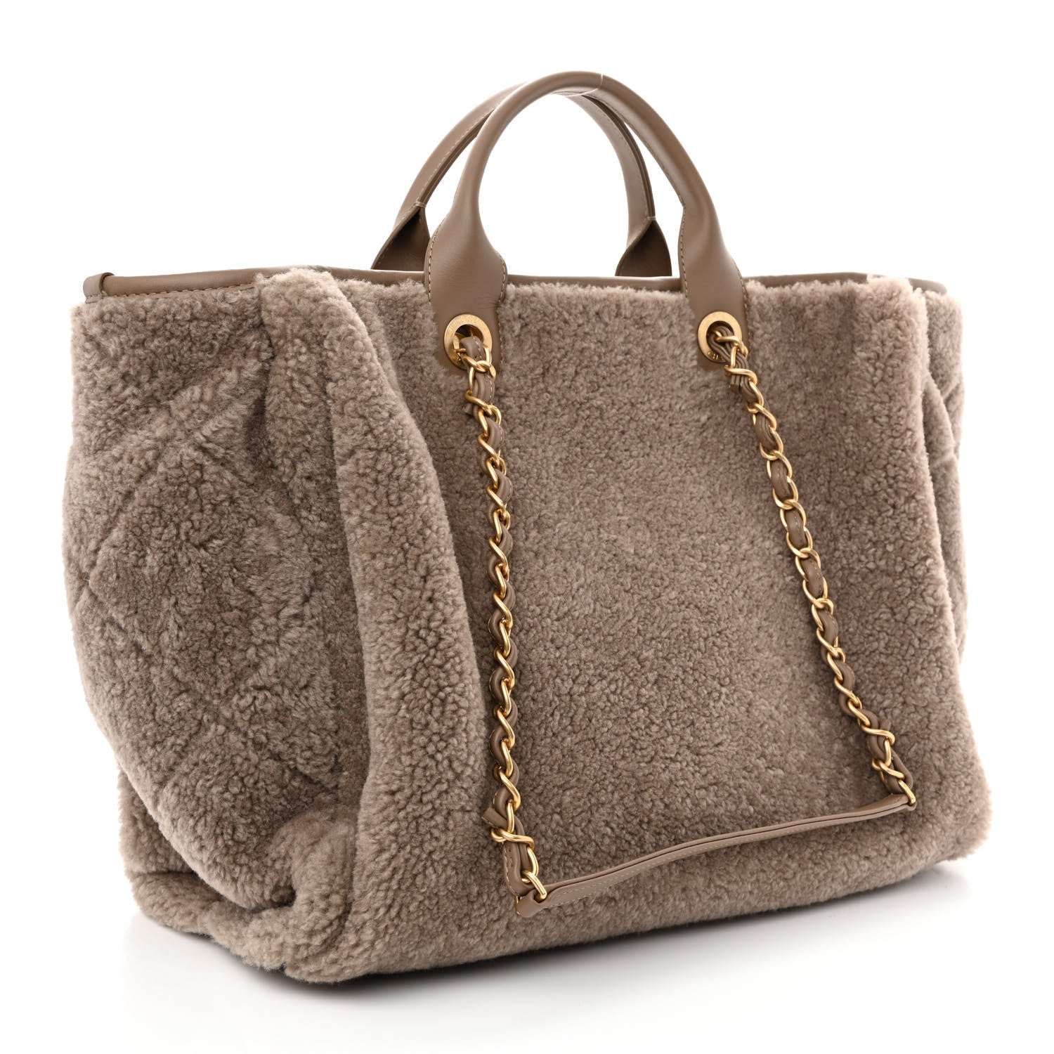Chanel Shearling Lambskin Medium Deauville Tote Brown 4 of 12