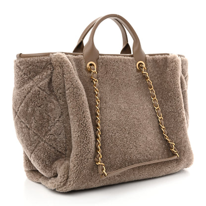 Chanel Shearling Lambskin Medium Deauville Tote Brown 4 of 12