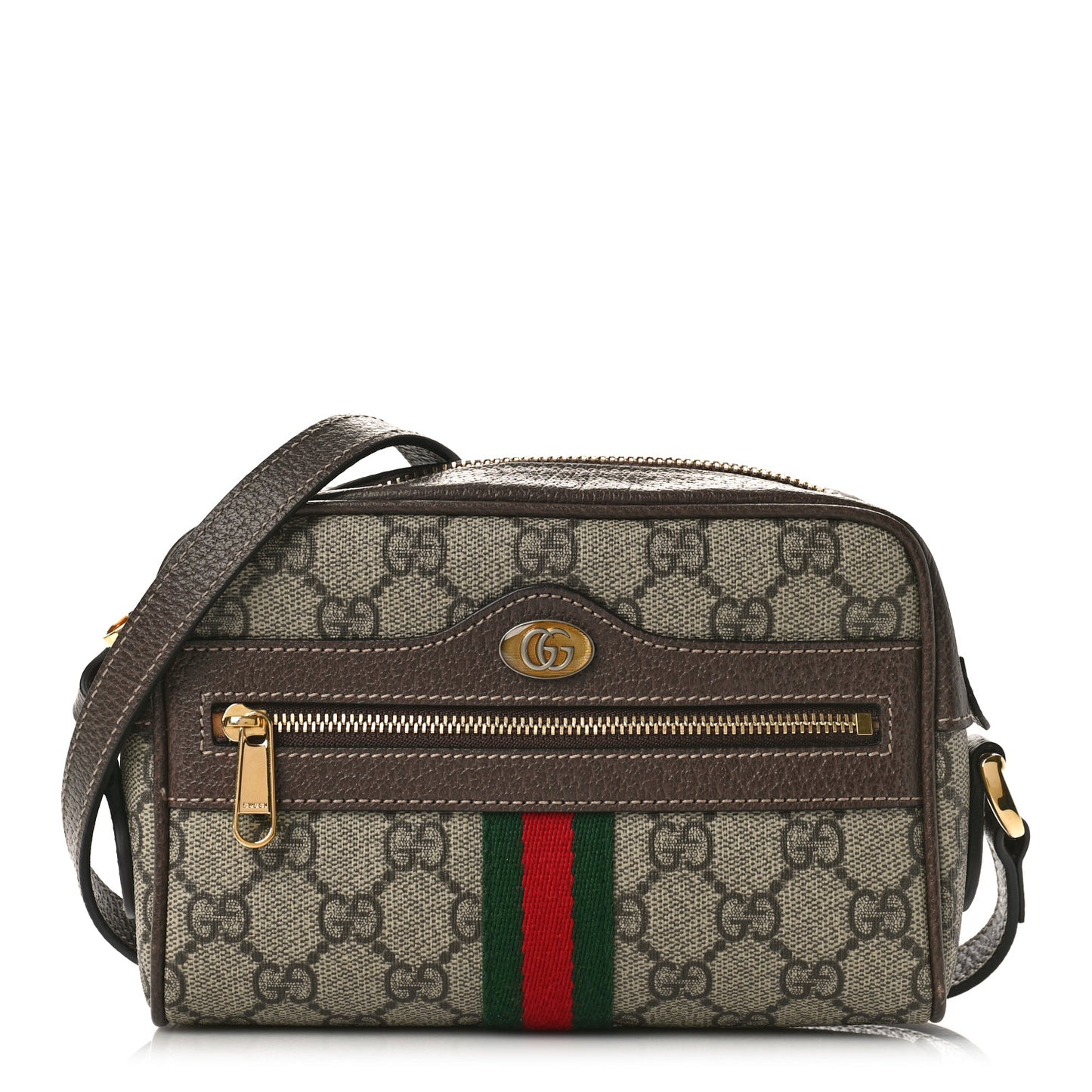 GG Supreme Monogram Web Mini Ophidia Shoulder Bag Brown