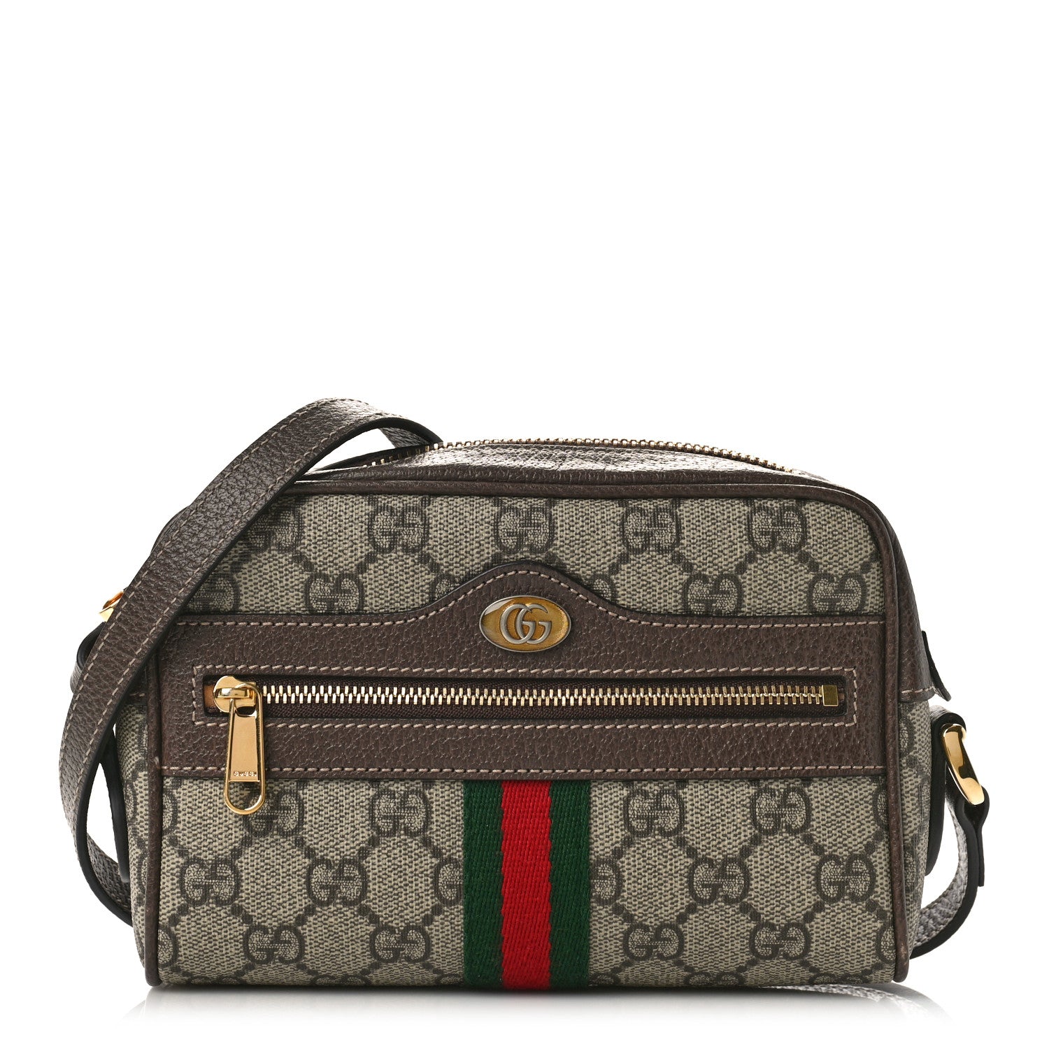 Gucci GG Supreme Monogram Web Mini Ophidia Shoulder Bag Brown 1 of 10
