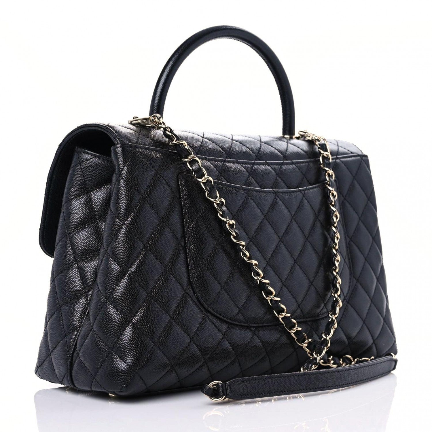 Chanel Caviar Quilted Medium Coco Handle Flap Black 3 of 14