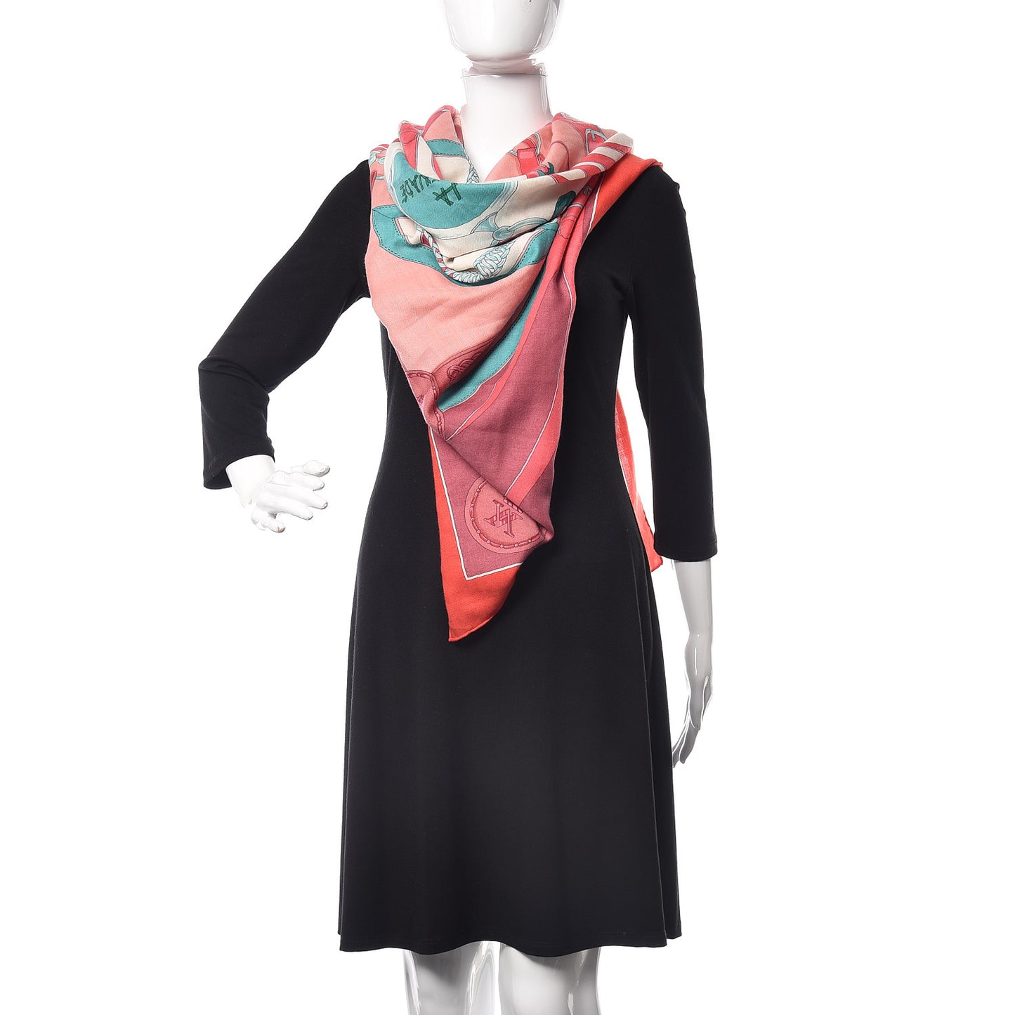 Cashmere Silk La Promenade Du Matin Shawl 140 Coral Menthol Vieux Rose