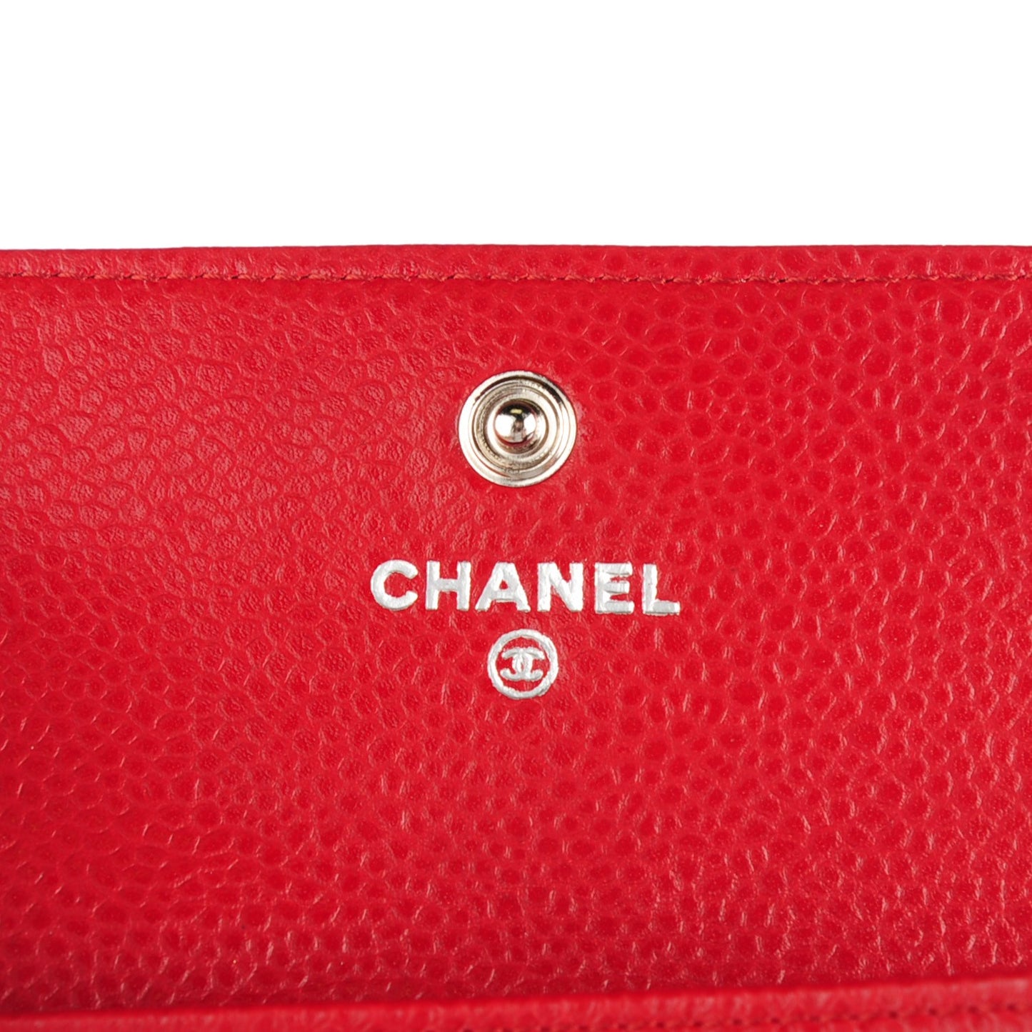Caviar Quilted Flap Card Holder Red