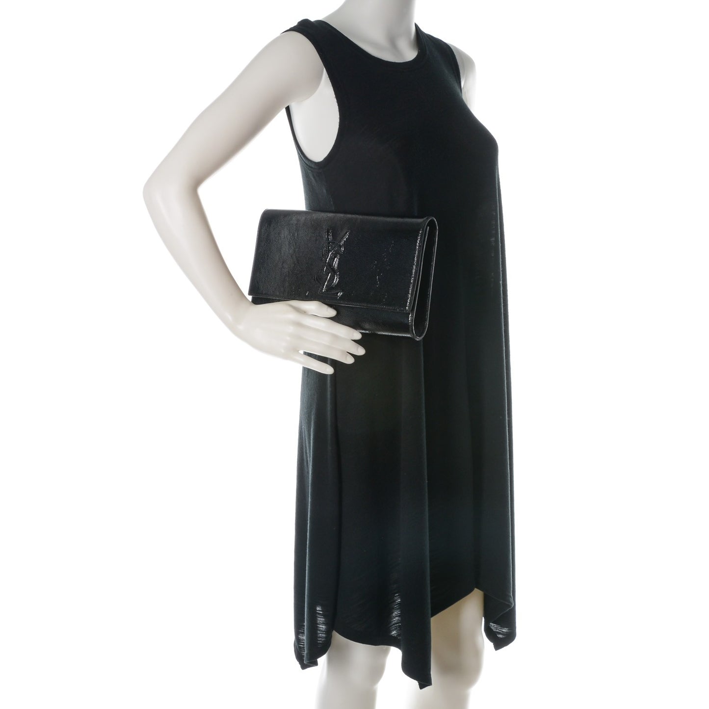 Textured Patent Monogram Large Belle De Jour Clutch Black