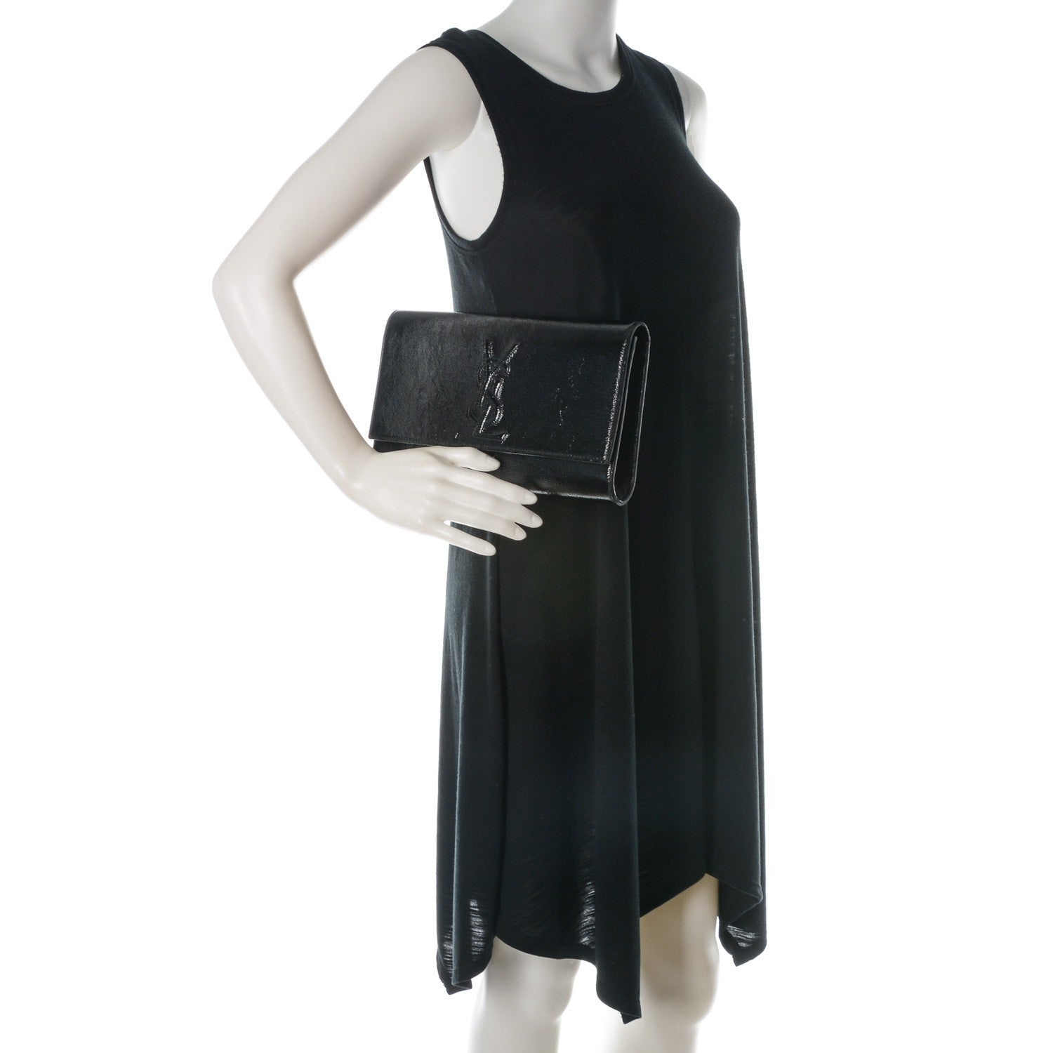 Saint Laurent Textured Patent Monogram Large Belle De Jour Clutch Black 2 of 7