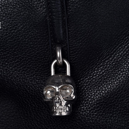 Alexander McQueen Pebbled Calfskin Small Skull Padlock Zip Around Tote Black 10 of 15