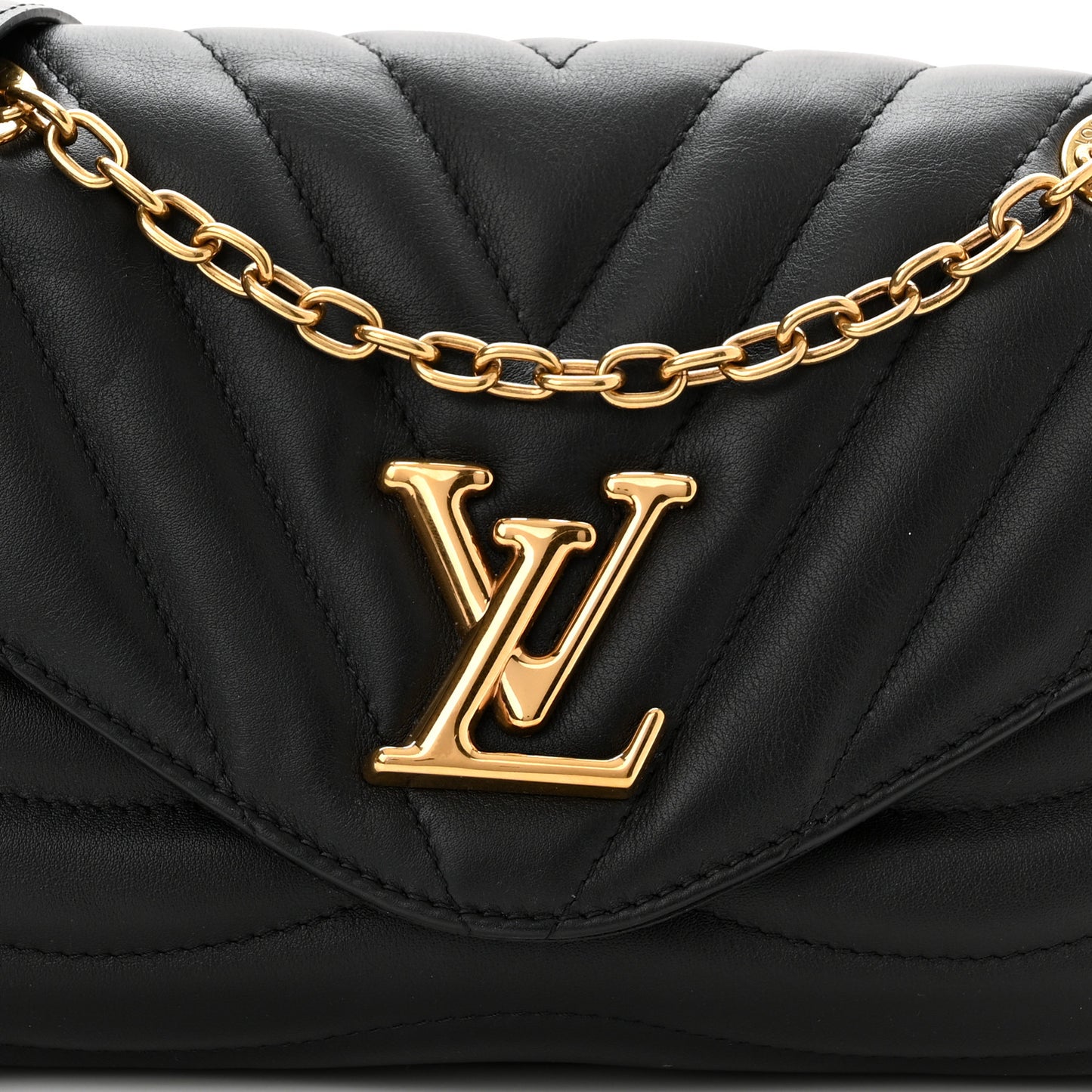 Calfskin LV New Wave Chain Bag Black